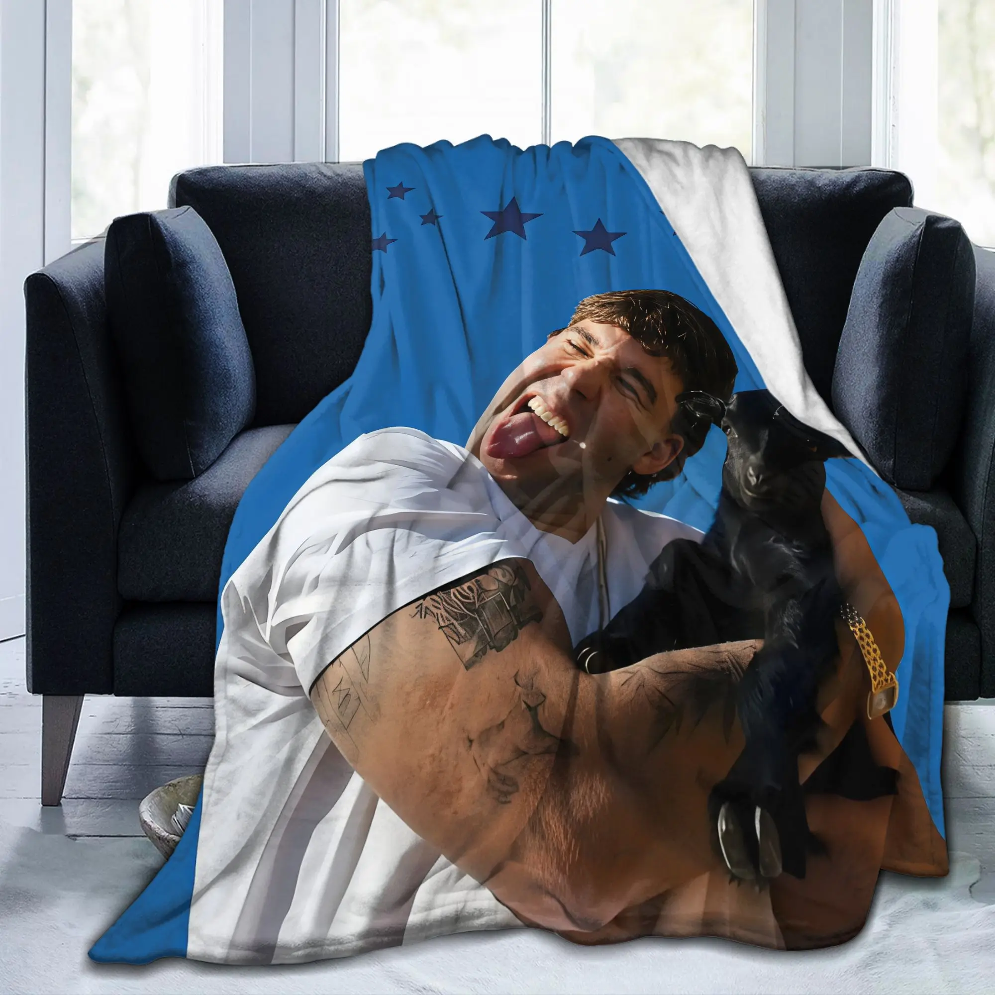 Custom Quevedo Black Goat Blanket Warm Fleece Soft Flannel Funny  Throw Blankets for Bedroom Couch Car Autumn