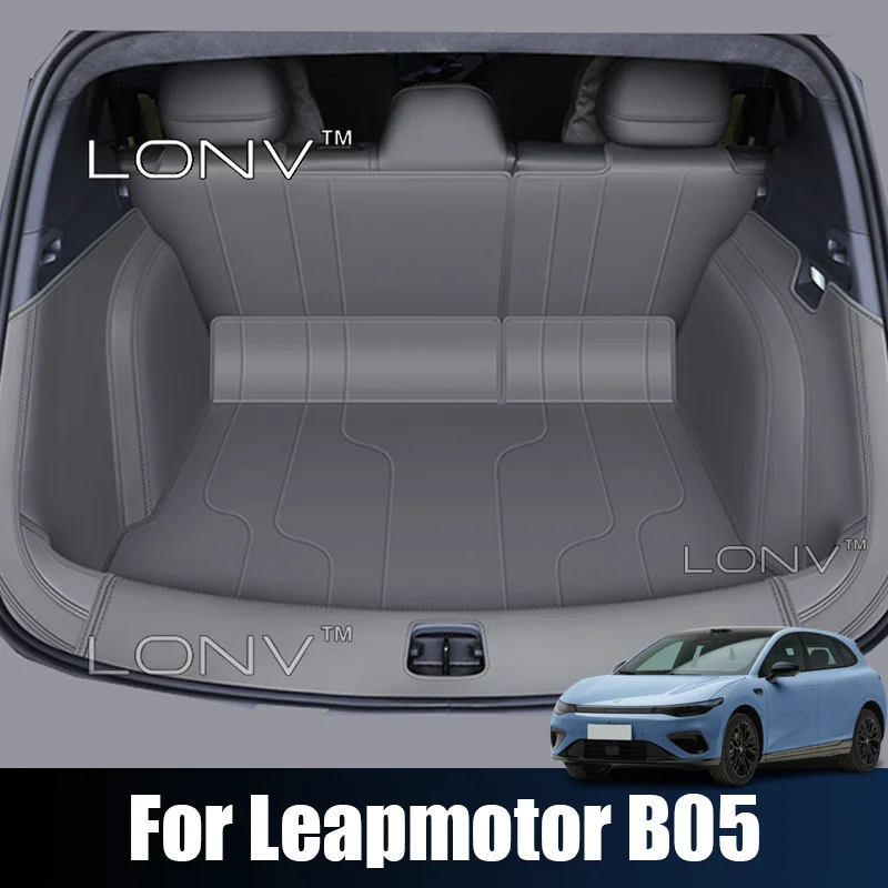 Für Leapmotor B05 2026 2027 Leder-Vollumfassende Kofferraummatte Wasserdicht Rutschfeste Laderaummatte Schutz Premium Auto-Innenausstattung