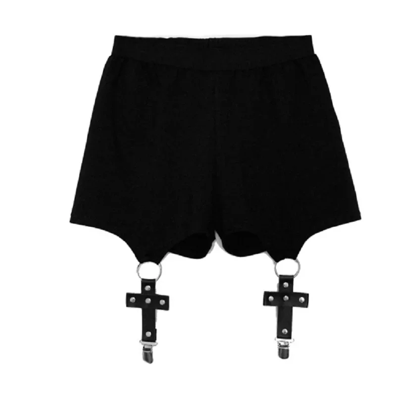 Ruibbit New Arrival Summer Punk Women's Shorts Sexy Cross Ring Short Pants Summer Fashion Dance Black Shorts Gothic Girls