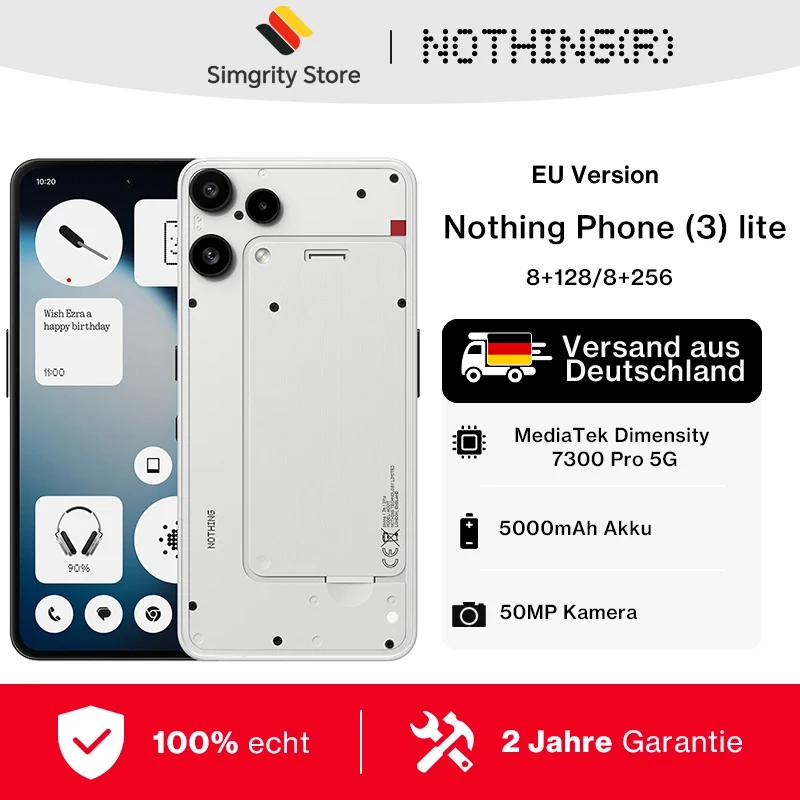 Nothing Phone (3a) lite — AMOLED 120Hz e batteria da 5000mAh