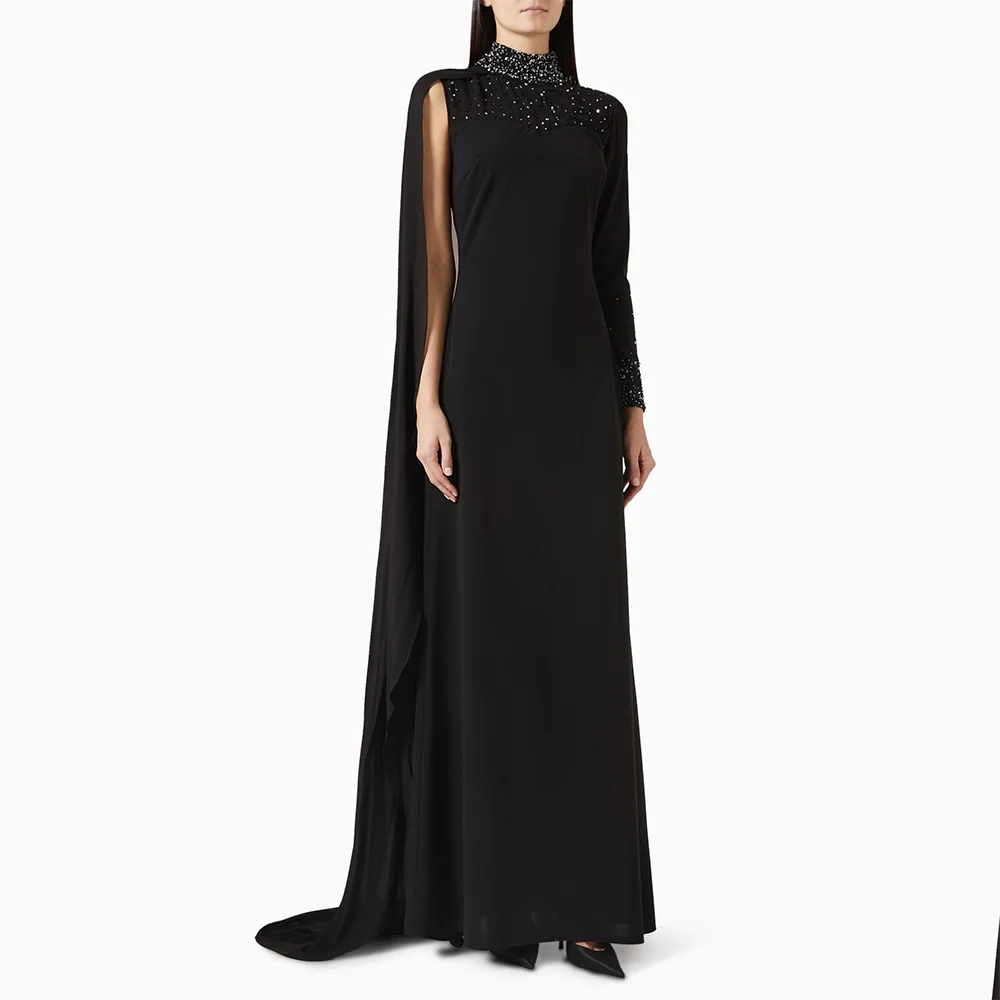 

Роскошные вечерние платья с высоким воротником и длинными рукавами из бисера и кристаллов Русалка Вечерние платья длиной до щиколотки Платья для выпускного вечера Платье по индивидуальному заказу