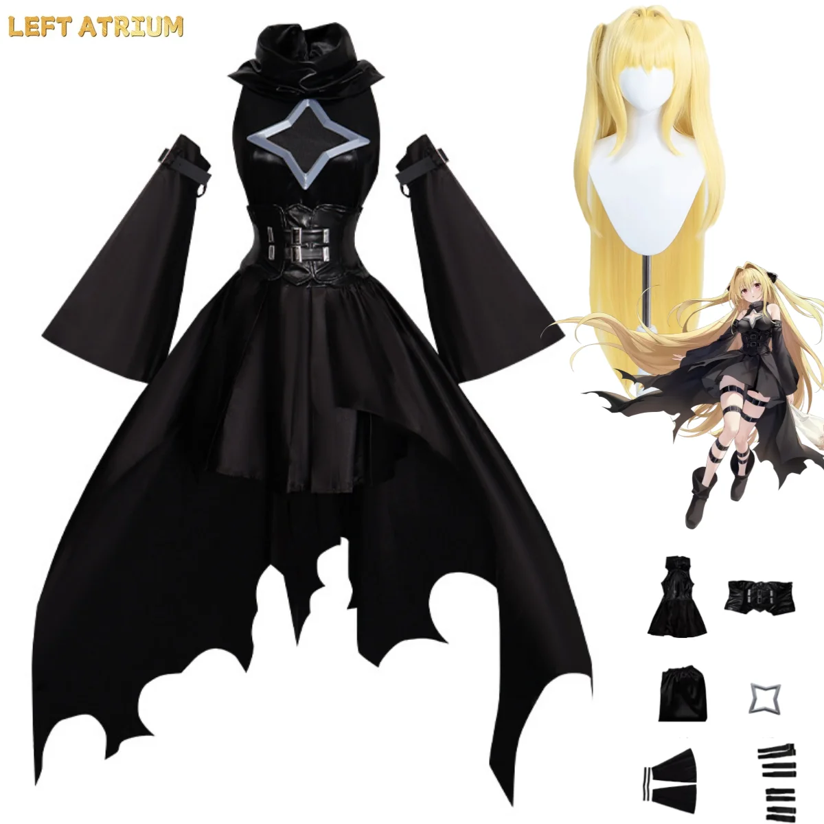 

Game Azur Lane Golden Darkness Cosplay Costume Combat Uniform Black Princess Dress Wig Woman Sexy Carnival Christmas Suit