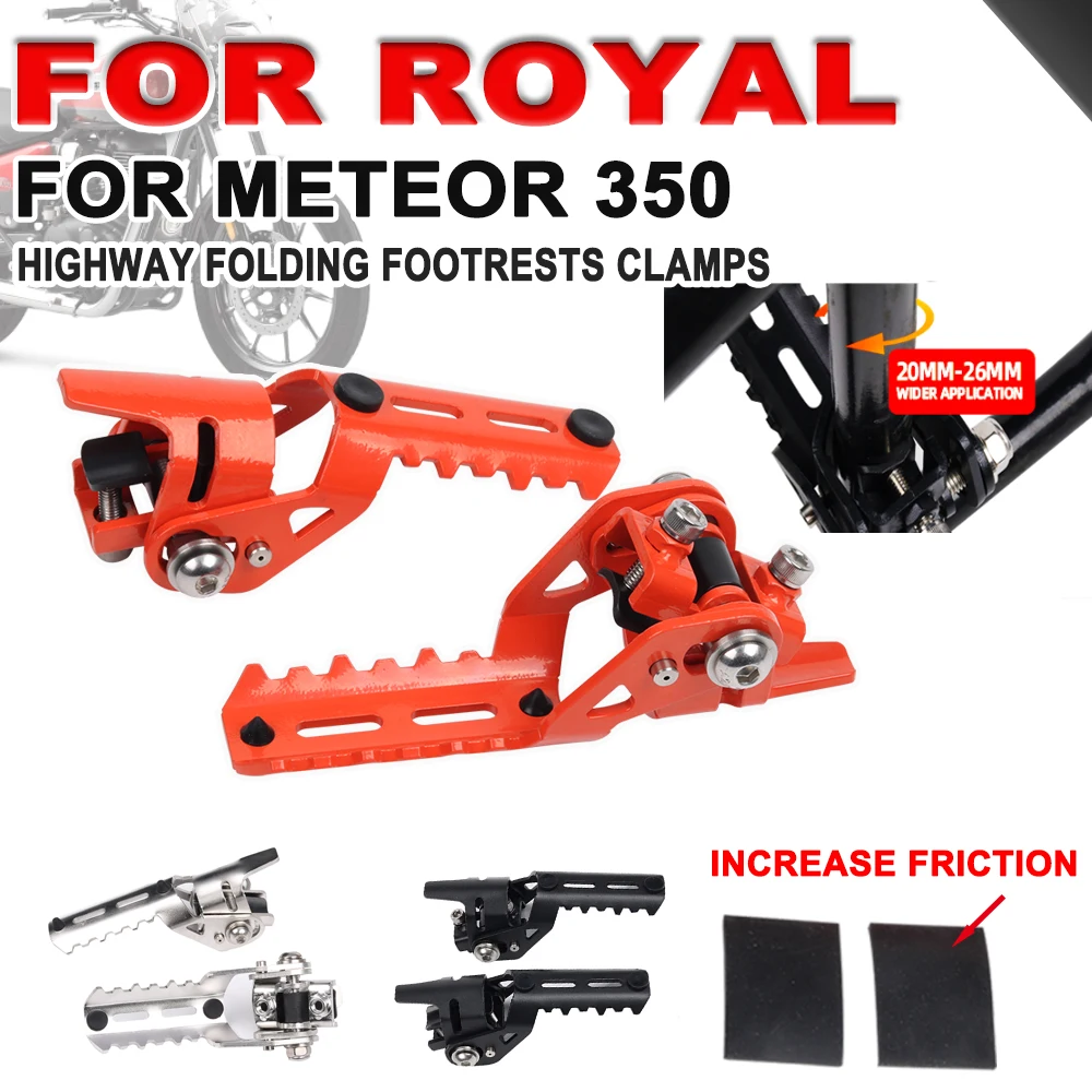 

For Royal Enfield Meteor 350 Meteor350 Motorcycle Accessories Highway Front Foot Pegs Folding Footrests Clamps Diameter 20-26mm