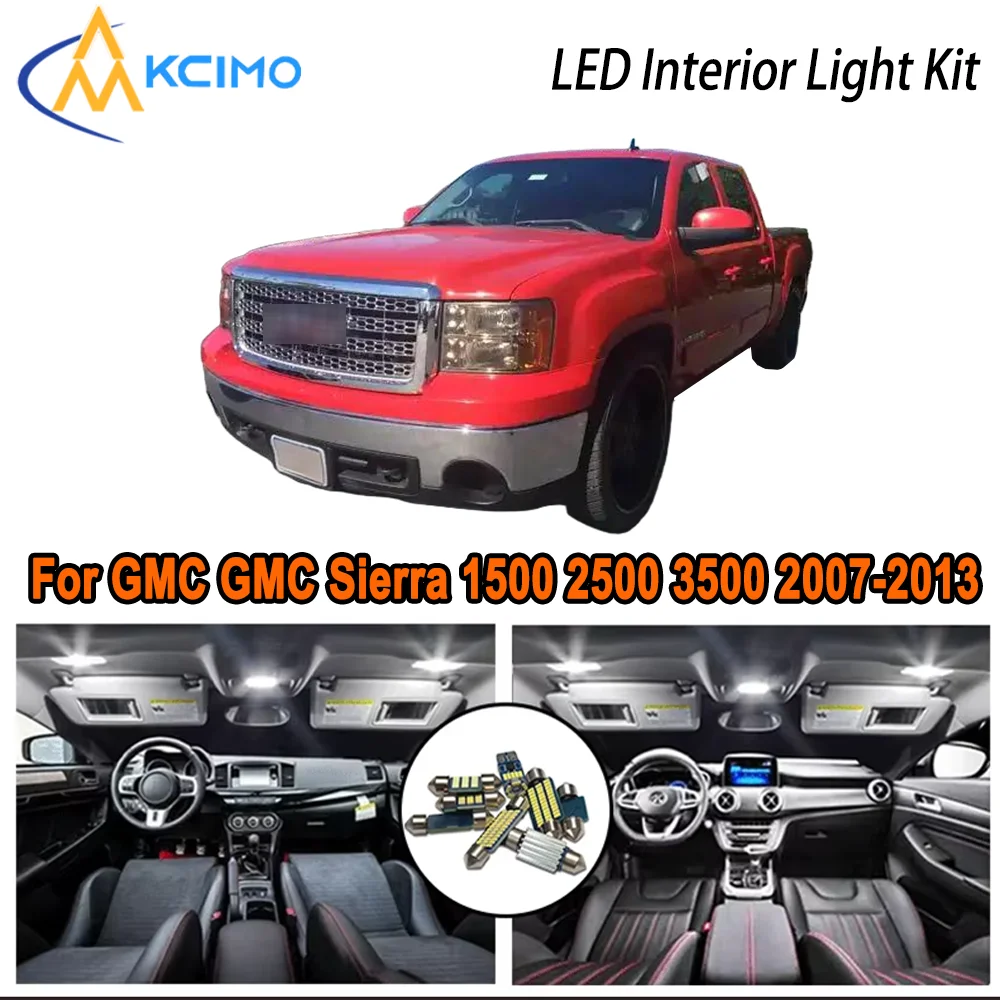 

For GMC GMC Sierra 1500 2500 3500 2007-2013 2008 2009 LED Interior Dome Map Trunk Light Kit Car Led Lamps Canbus No Error