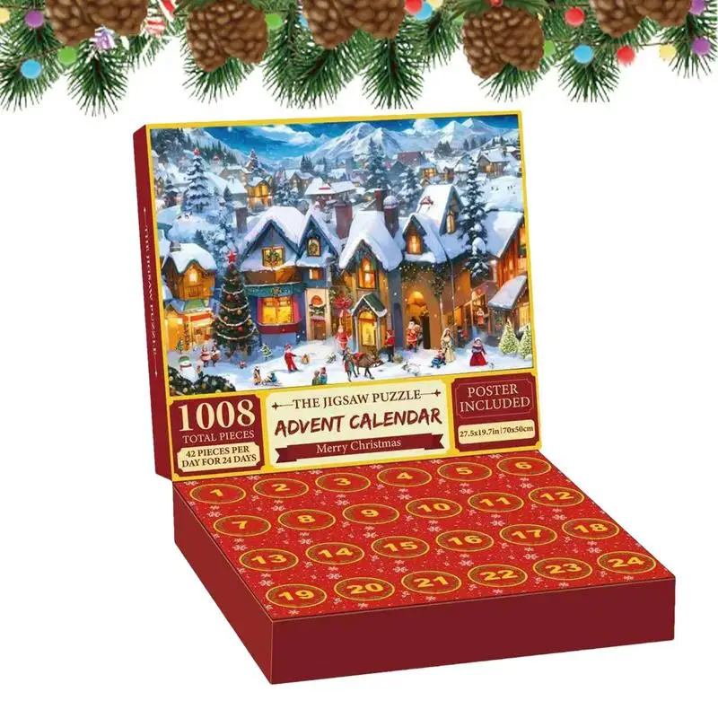 Holiday Advent Calendar 24-Day Jigsaw Puzzles Surprising Christmas Puzzle Fun Sturdy Advent Calendars For All Ages