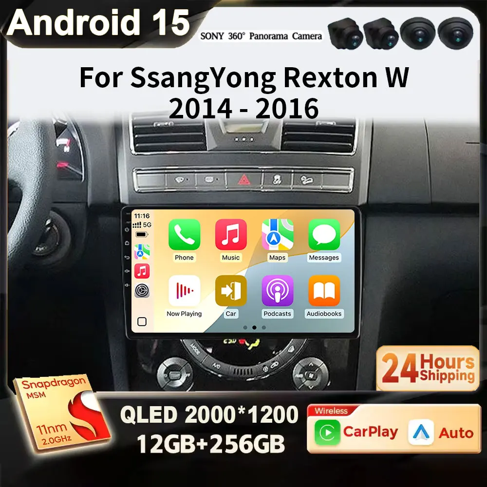 for SsangYong Rexton W Y290 III 3 2012 -2017 Android 15 2K QLED Car Radio 4G WIFI Multimedia Player 2 Din DVD Speakers CarPlay