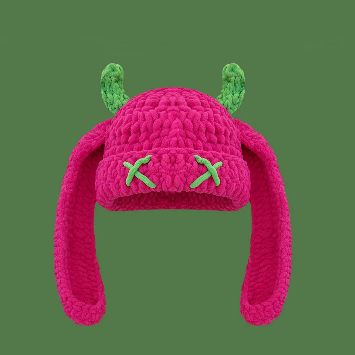 Carino divertente piccolo diavolo orecchie lunghe berretto lavorato a maglia cappello da donna autunno inverno caldo protezione per le orecchie cappello di lana pullover in corno fatto a mano