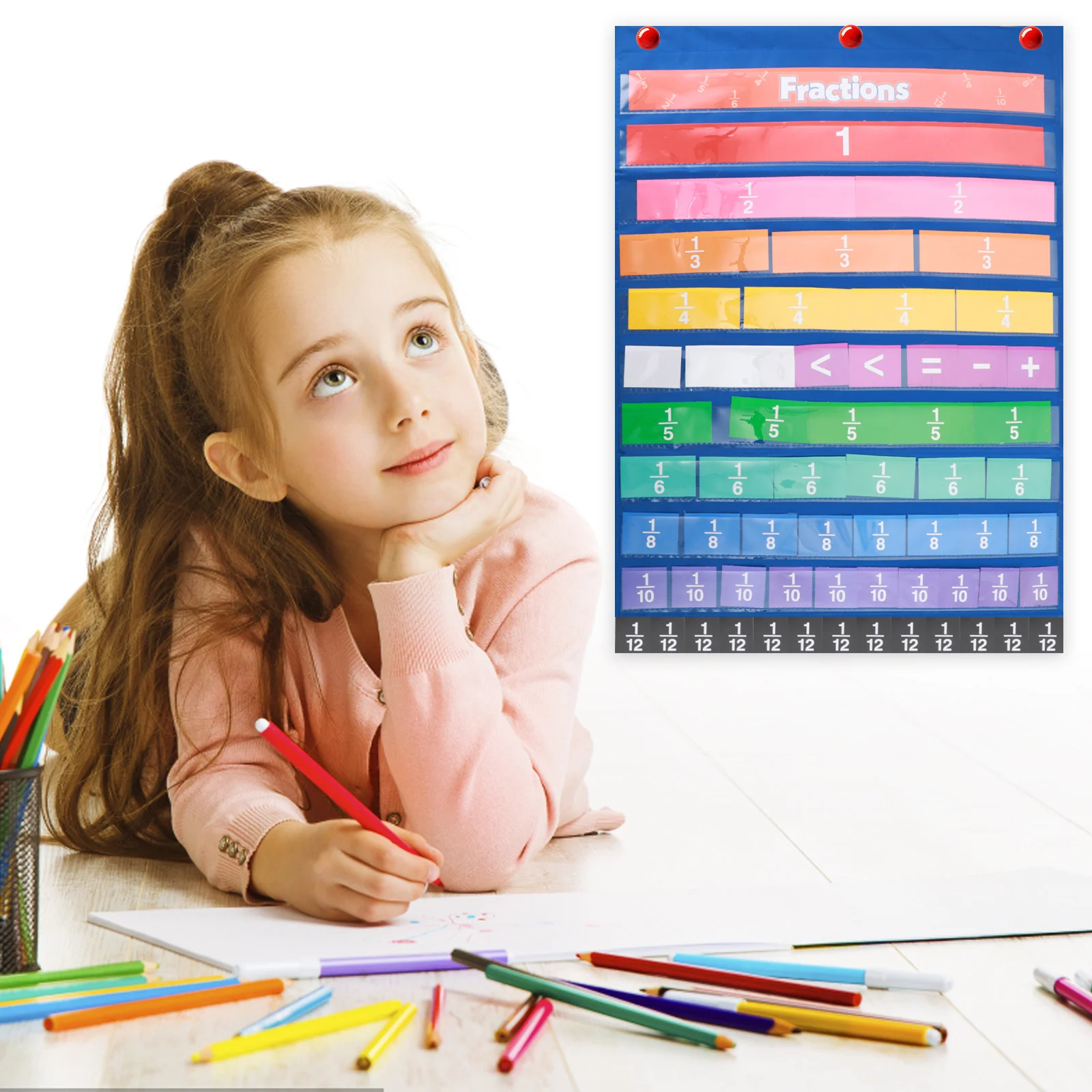 1 set 2 Sets Fractional Decimal Chart Teaching Fractions Cards Numbers Chart Classroom Kit Math Education Supply Digital Cards