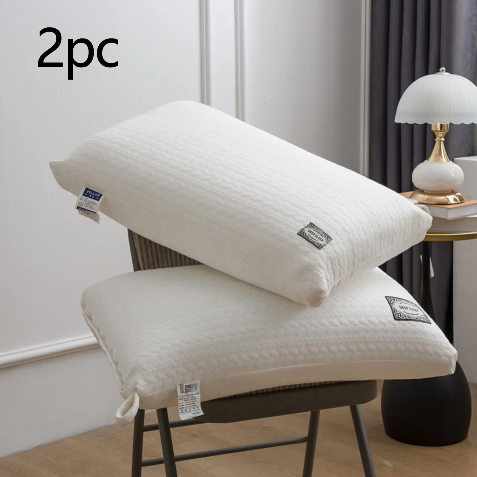 

2pcs high quality sleep pillow Breathable and skin friendly deep sleep neck pillow does not collapse soft cotton pillowcase