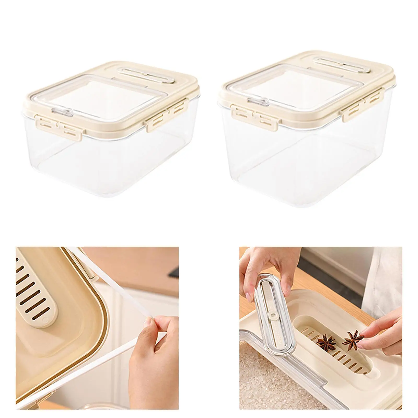 Sealed Rice Container Thickened PP Grain Storage Bin with Cup Leakproof Food Box for Kitchen Cereal Dog Cat Use