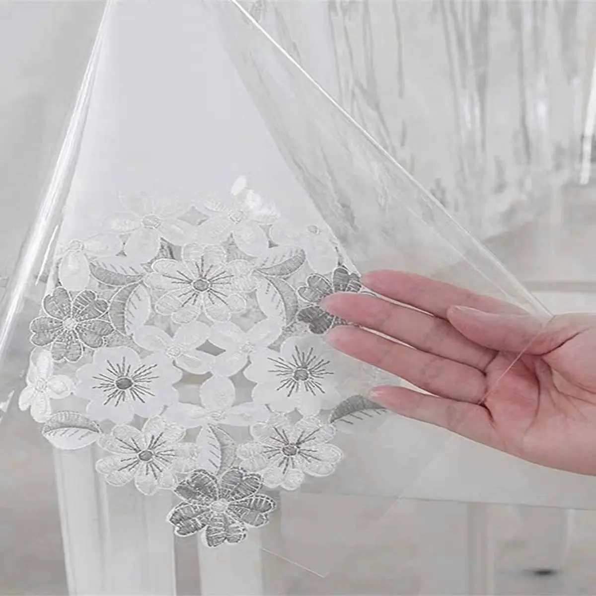 Clear Table Cover Protector Plastic Table Cover Rectangle, PVC Clear Table Protector, Desk Protector Mat for Kitchen