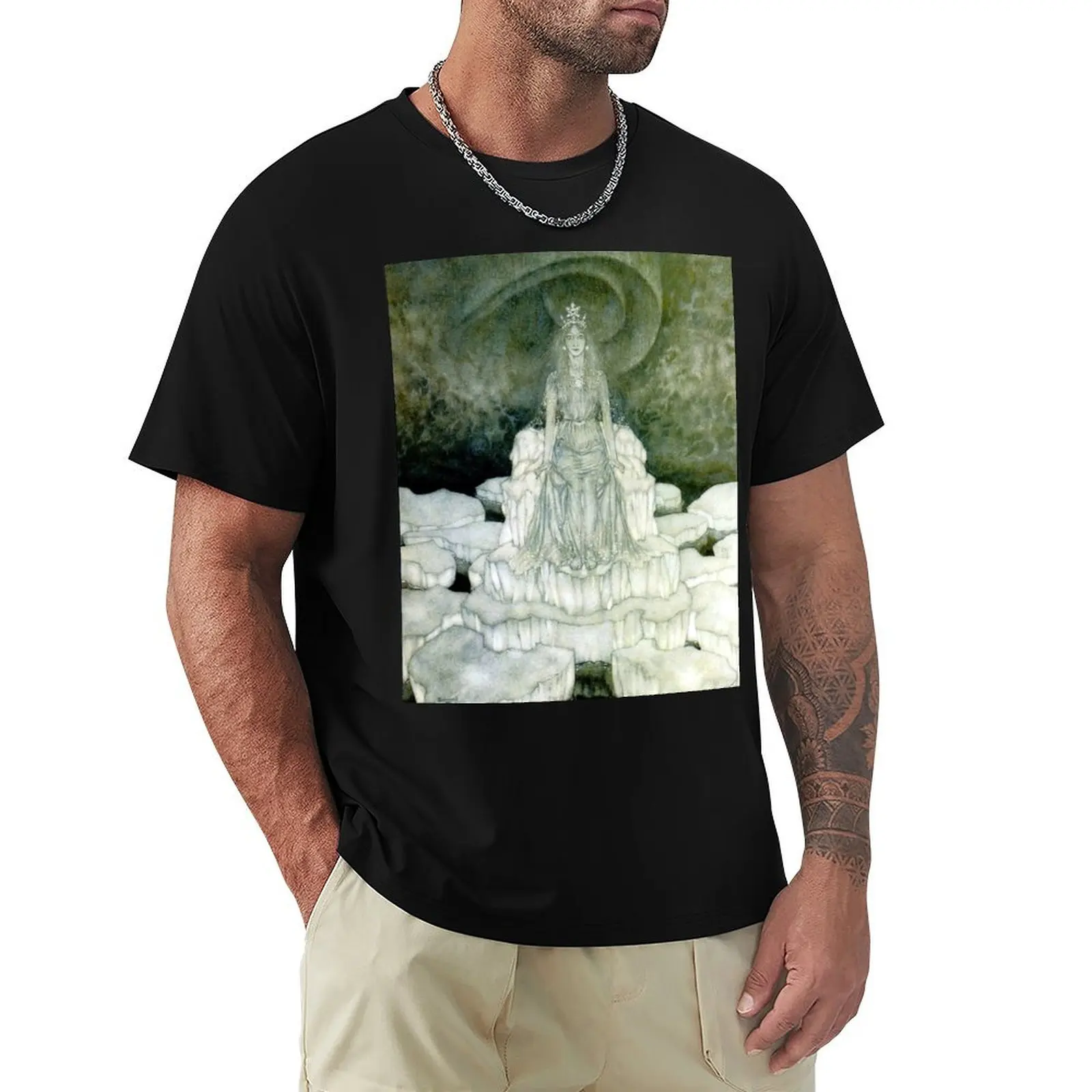 

The Snow Queen on her Throne - Edmund Dulac T-Shirt anime t shirts fashion shirts plus size clothes anime shirts men