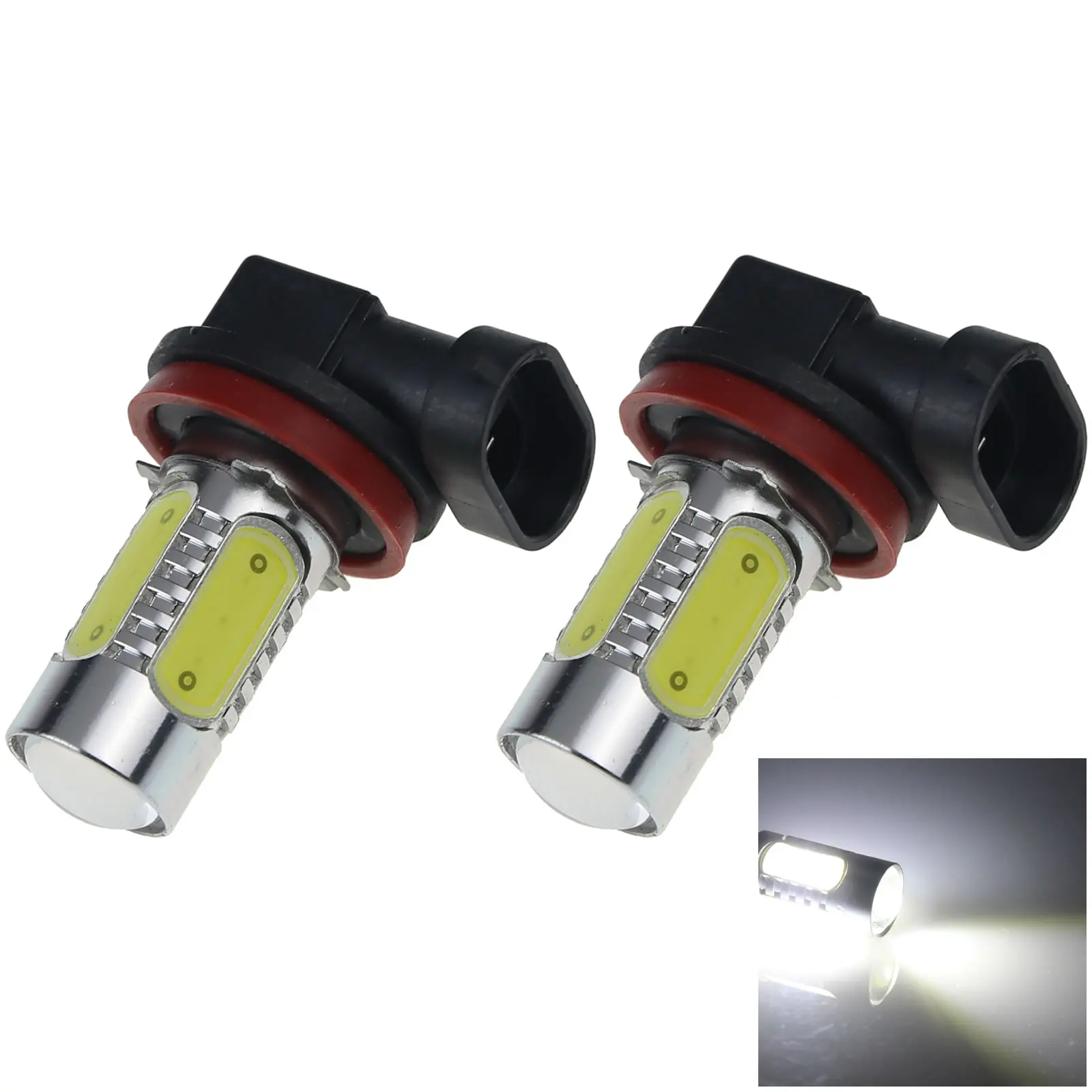 2x White RV H8 Signal Blub Turn Lamp 5 Emitters COB SMD LED PGJ19-6 H451-W