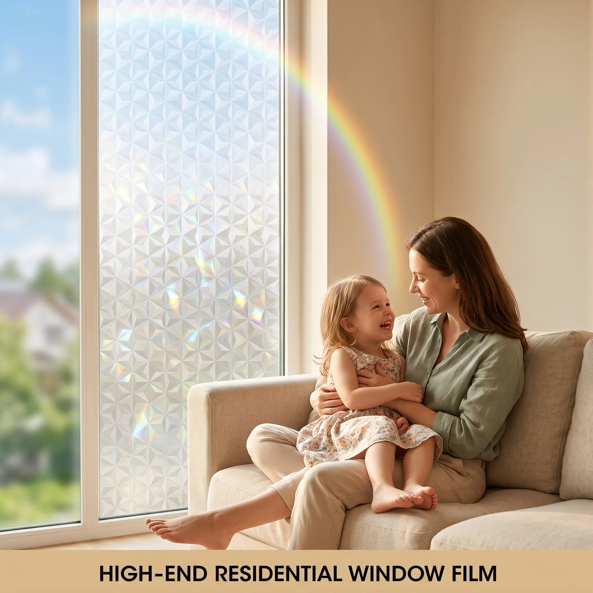Light Luxury 3D Diamond Geometric Static Cling Window Film No Glue Frosted Privacy Glass Film, Modern Decor for Bathroom Office