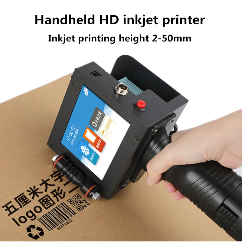 

T50 text barcode QR code date serial number logo label wooden box carton packaging 2-50mm height handheld thermal inkjet printer