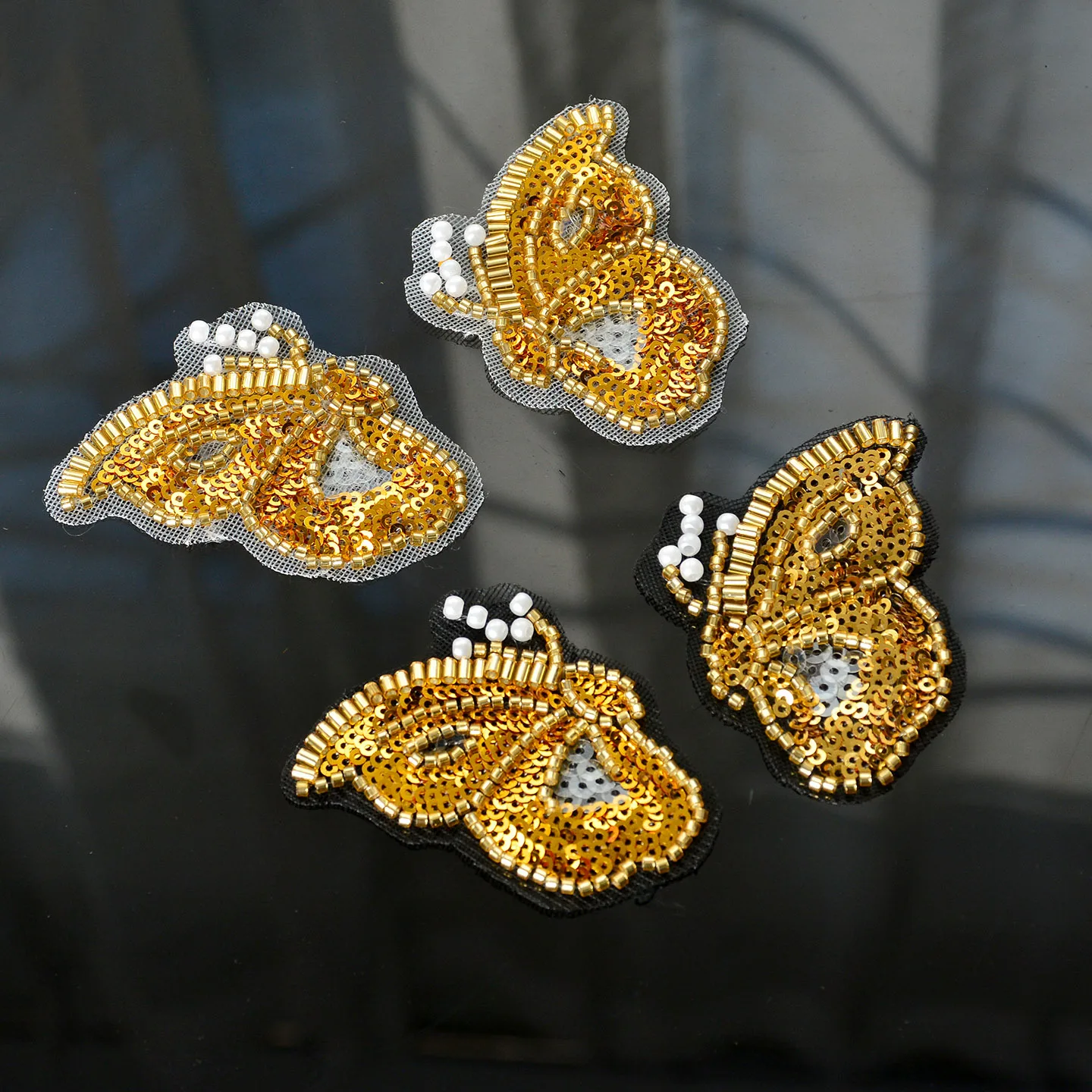 Gold sequined butterfly starfish horse patch embroidery garment accessories fabric patch