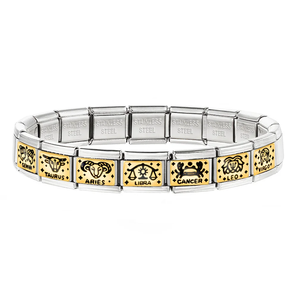 Modische 12 Sternzeichen Italienische Charms Passend für 9mm Damen- und Herrenarmbänder Edelstahl DIY Schmuckherstellung Perlen Großhandel – Detail 4