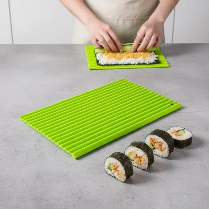 Silicone Hand Roll Sushi Rolling Curtain Bamboo Imitation Japanese Sushi Rolling Tool Easy To Clean No Mildew Sushi Mat Portable