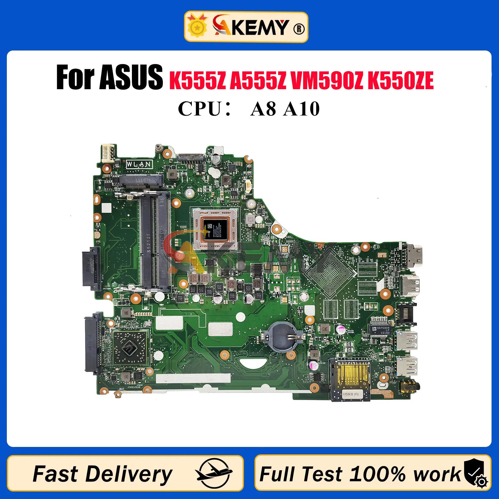 

X550ZA Материнская плата для ноутбука ASUS VivoBook X550Z K555Z A555Z VM590Z K550ZE F550ZE A550ZE X550ZE Материнская плата с процессором A8 A10 stk