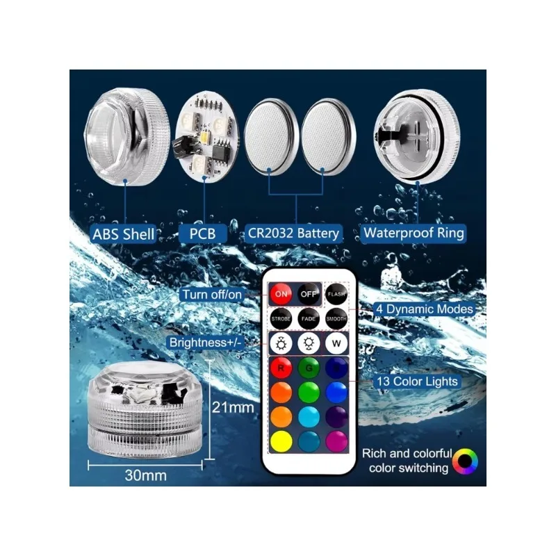 3led submersible light  13 Colors underwater light with remote control pool light IP68 RGB for pond/pool/aquarium