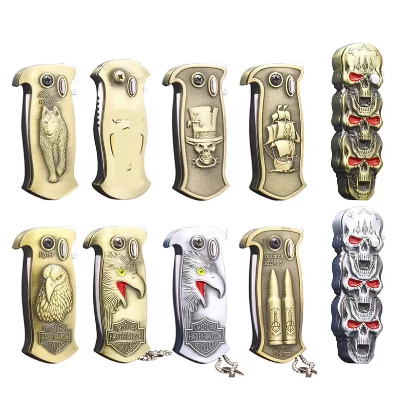 Creative metal lighter Metallic Multifunctional Windproof direct charge Cigarette igniter With a compass Cigarette accessories