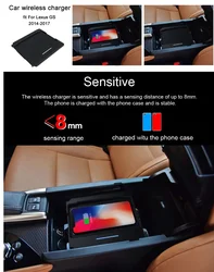 2 DIN The latest For Lexus GS 2014-2017 Car center console phone charger fast wireless charger charging plate charging holder