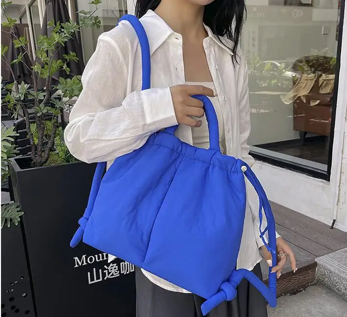 DKQWAIT Lässige, mit Nylon gepolsterte Einkaufstasche, Designer-Schulter-Umhängetasche für Damen, einfache Vintage-Handtaschen mit großer Kapazität, 2023 8