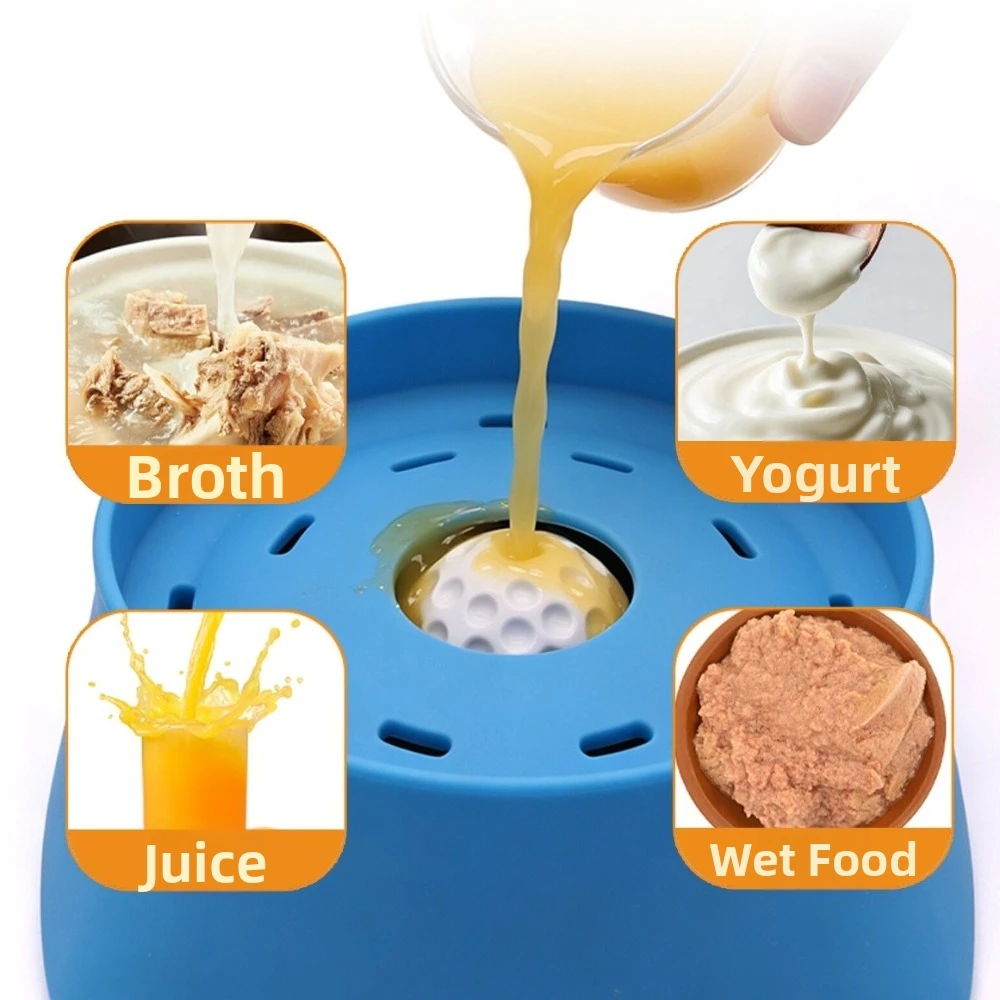 Non-Slip Dog Liquid Lick Bowl Anti-Spill Large Capacity Liquid Treat Dispenser Rolling Ball Anti-Choking Pet Feeding
