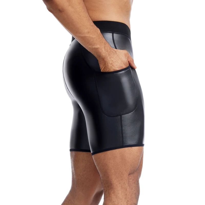 Moldeadores de cuerpo para hombre, pantalones de cuero delgados, entrenador de cintura, bragas elásticas de Control de cintura alta, pantalones