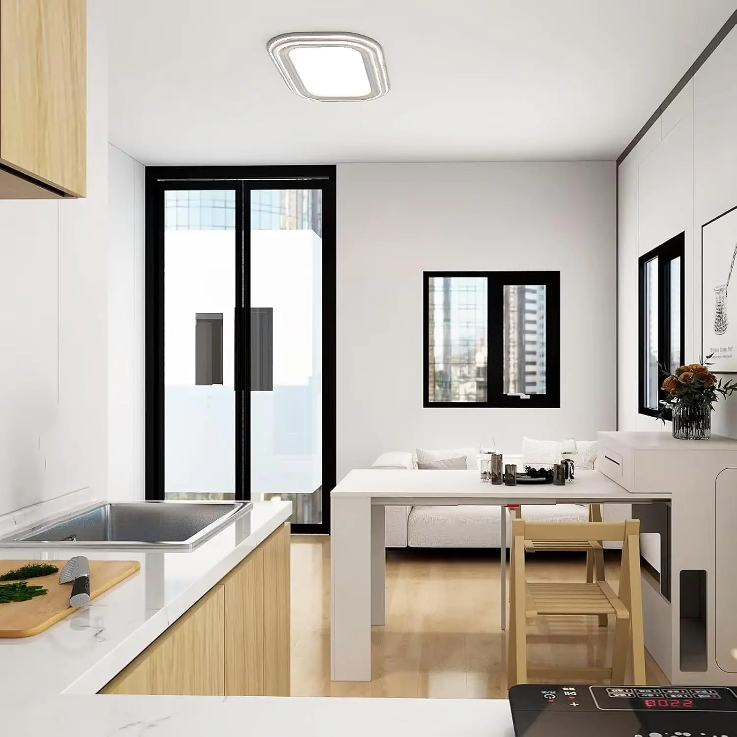 Portable Prefabricated Tiny House - 20ft Foldable Expandable House, 40ft Mobile Modular Tiny House with Bathroom, Quick Assembly