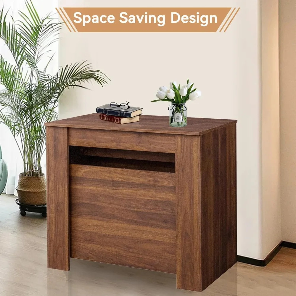 طاولة غرفة طعام قابلة للتمديد، طاولة طعام كبيرة قابلة للتمديد 20-118 تتسع لـ 6 8 10 12 شخصًا، مستطيلة من خشب الجوز الحديث #4