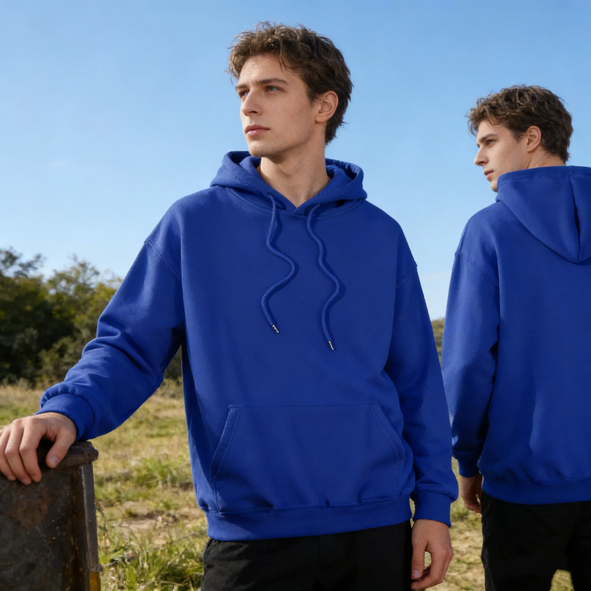 2026 Herren Oversize Kapuzenpullover im europäischen und amerikanischen Stil, einfarbig, Harajuku, Langarm, locker geschnittener Unisex-Mantel