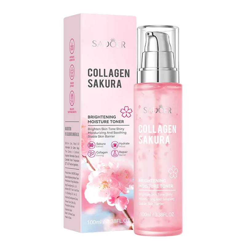 

Sadoer Sakura Collagen Прозрачный и осветляющий тоник Sakura Уход за кожей для девочек-подростков Питательная омолаживающая сыворотка для ухода за кожей Z1j5
