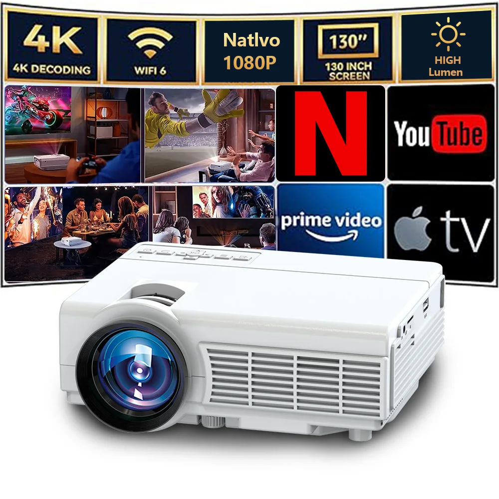 نوعية جيدة العارض 4k 1920*1080P HD القرار التحكم الذكي 5G واي فاي BT5.0 المسرح المنزلي في الهواء الطلق فيلم جهاز عرض LED