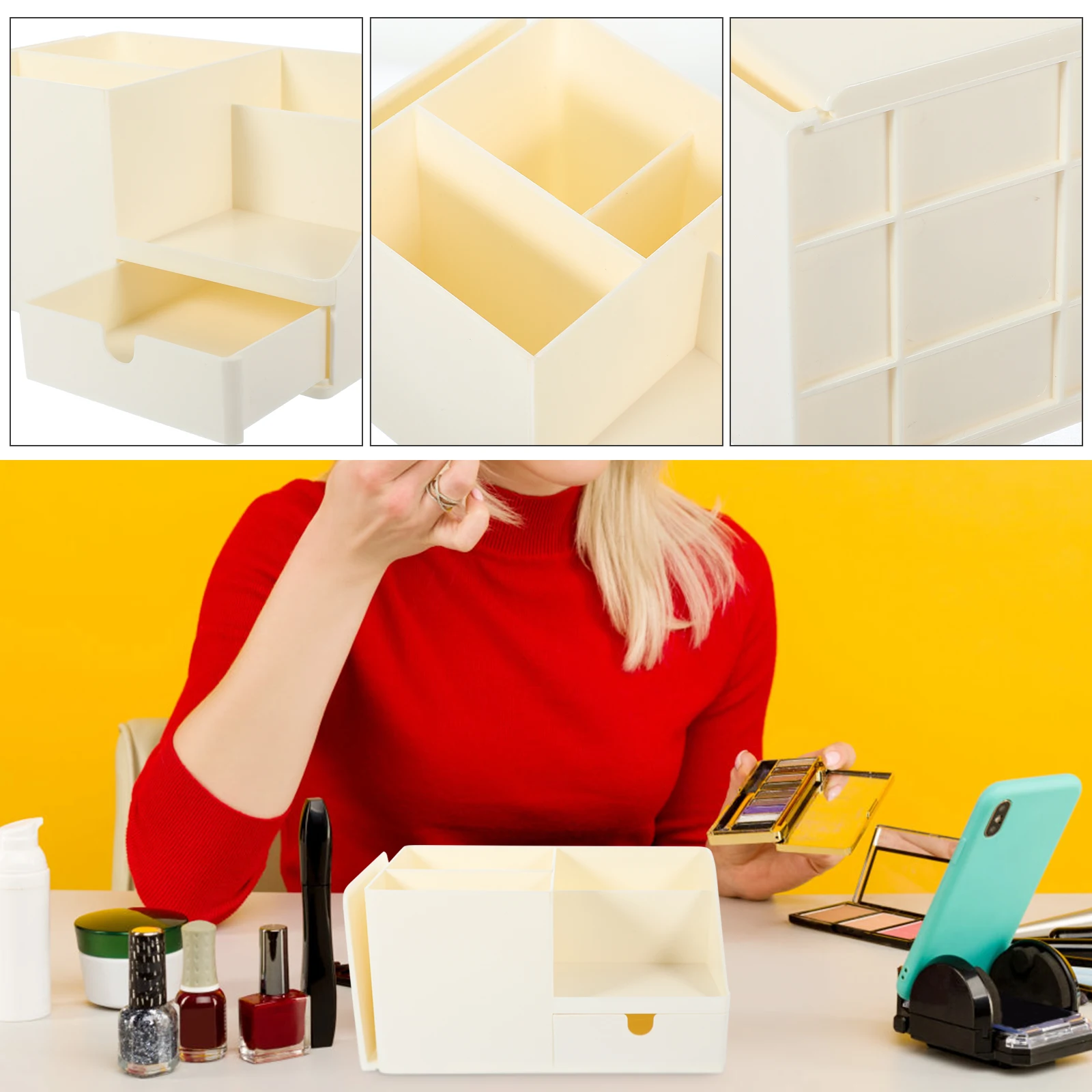 

Multi Compartment Makeup Organizer Storage Box Desktop Pen Holder Container For Lipstick Brushes Office Desk Organizers