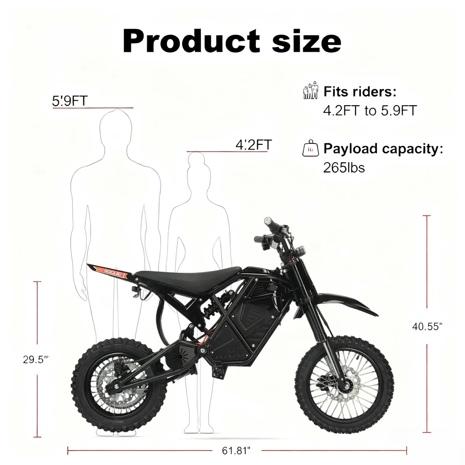 US 3-7 Delivery Electric Motorcycle Dirt Bike 48V Lithium Battery Full Suspension Electric Mountain Bike image 2