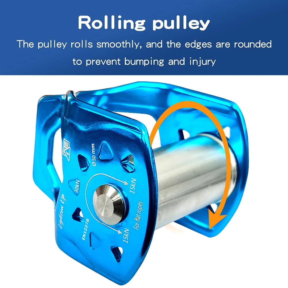 Light Up Cable Trolley Pulley with Ball Bearing, Outdoor Rock Climbing Accessories, Rescue Survival Carabiner, 2Pcs, 30kN