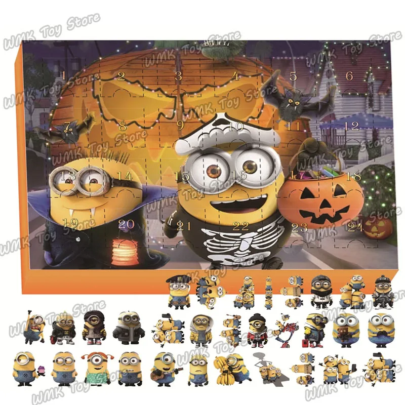 Miniso Despicable Me Minions Christmas Advent Calendar Box Minions Figurka akcji Kalendarz bożonarodzeniowy Model Zabawka na prezenty dla dzieci