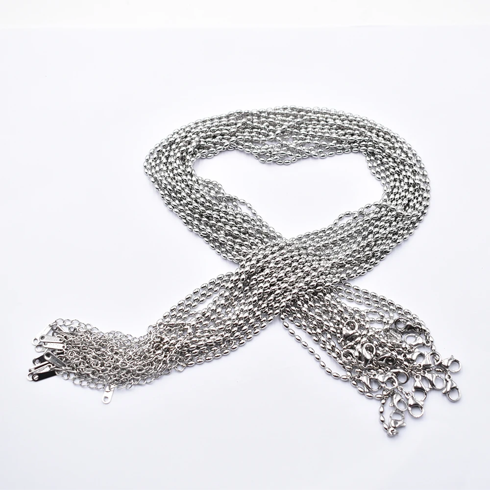 Wholesale Fashion 2mm Stainless Steel Rice grain chain Necklaces DIY Jewelry 40+5cm Chains Suit Bulk Sale Accessories free