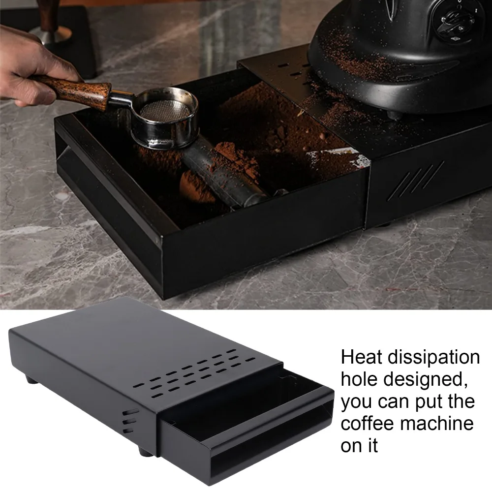 Stainless Steel Coffee Knock Box Thickened Design Rubber Knock Bar Coffee Grounds Container Non-slip Base Removable Knock Bar