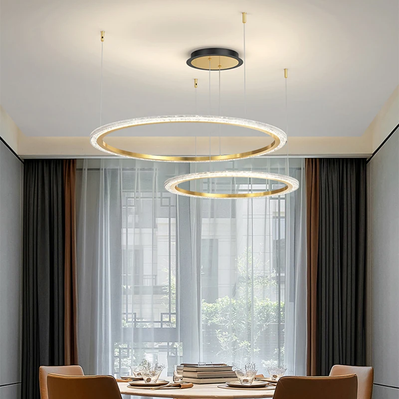 Candelabro de techo con anillo Circular, iluminación Led moderna para comedor, sala de estar y dormitorio, iluminación interior para el hogar, decoración