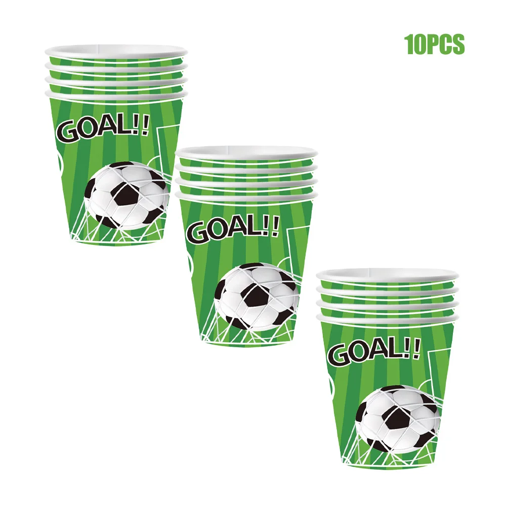 Fußball-Geburtstagsdekoration Einweggeschirr Teller Becher Servietten Tischdecke für Babyparty Jungen-Geschenke Partyzubehör – Detail 5