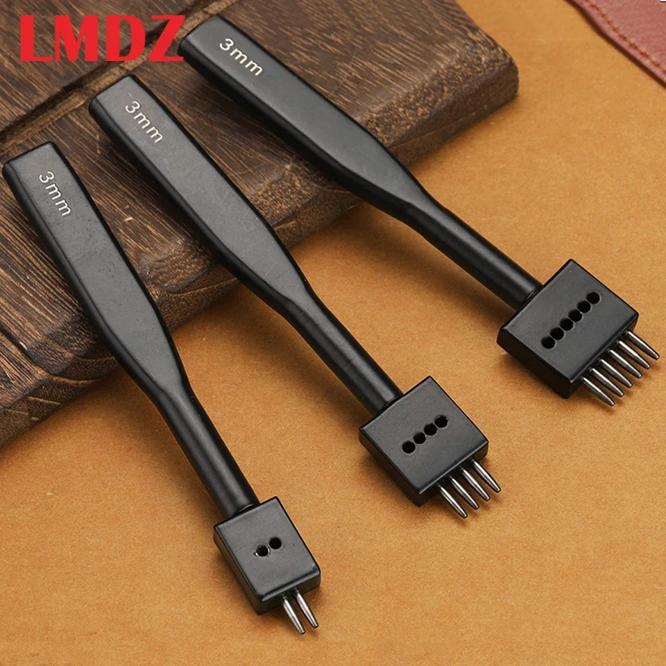 

LMDZ 1Set Leather Round Hollow Stitching Hole Punch Cutter Tool, 4/5/6mm Spacing - 2/4/6 Hole for DIY Belts, Canvas,Paper