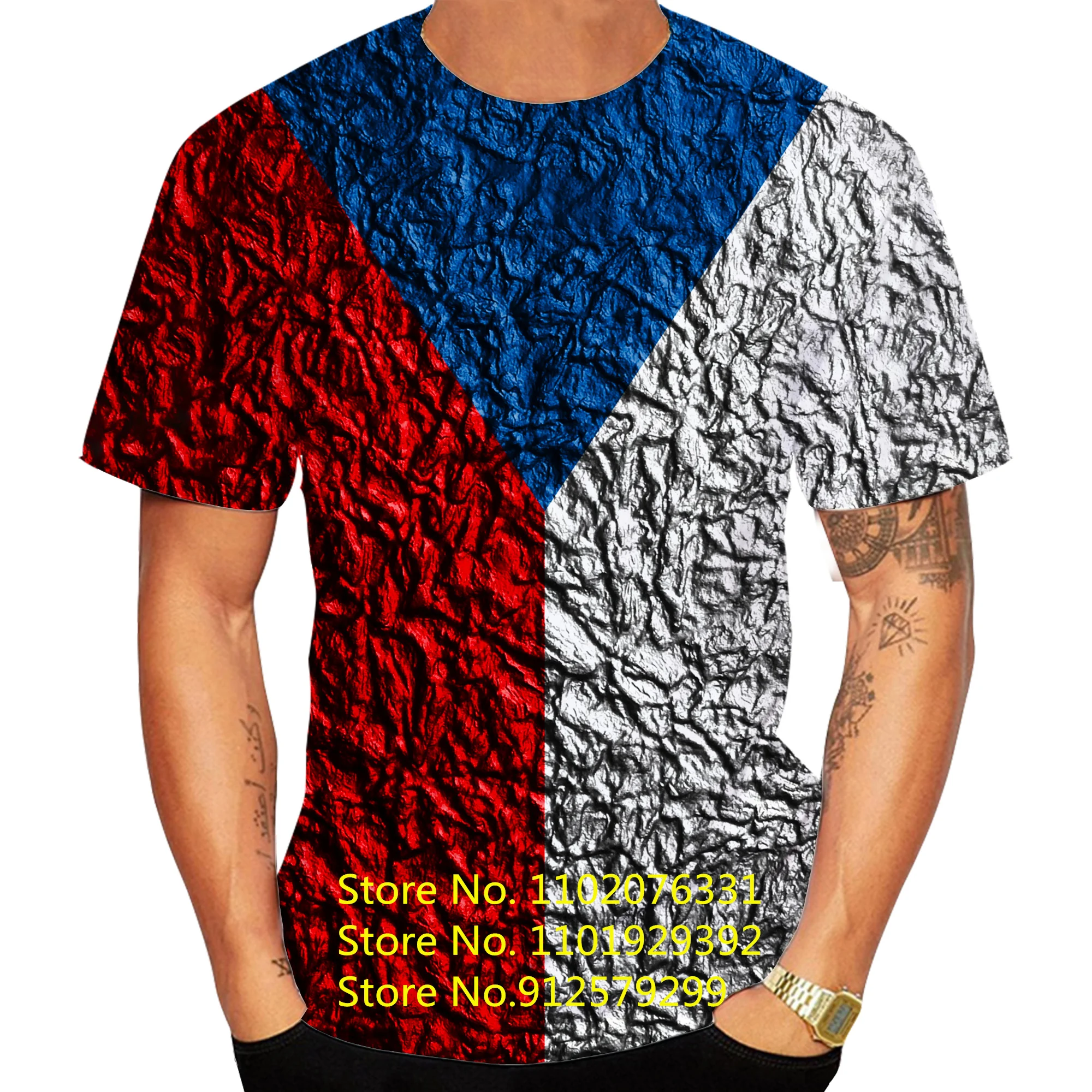 Men's T Shirts Clothing 3D Vintage Czech Republic Flag Print T Shirts Sport Short Sleeve Hip Hop O Neck Tee