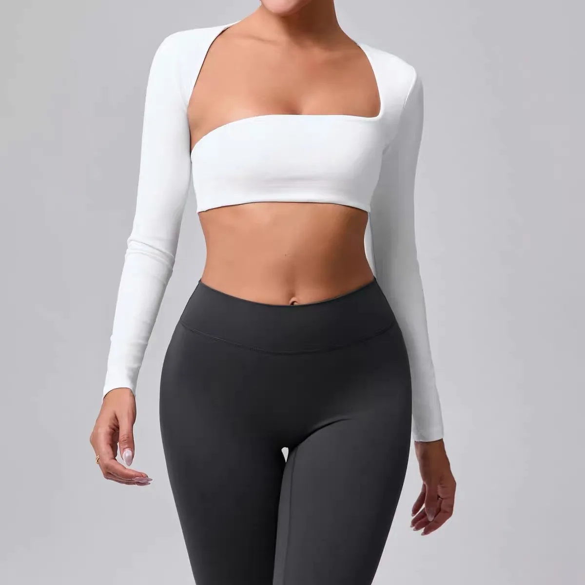 

CSB Fake Two Half Crop Long Sleeve FadeDefine Collection Yoga Fitness Bottom Sports Top T-Shirt