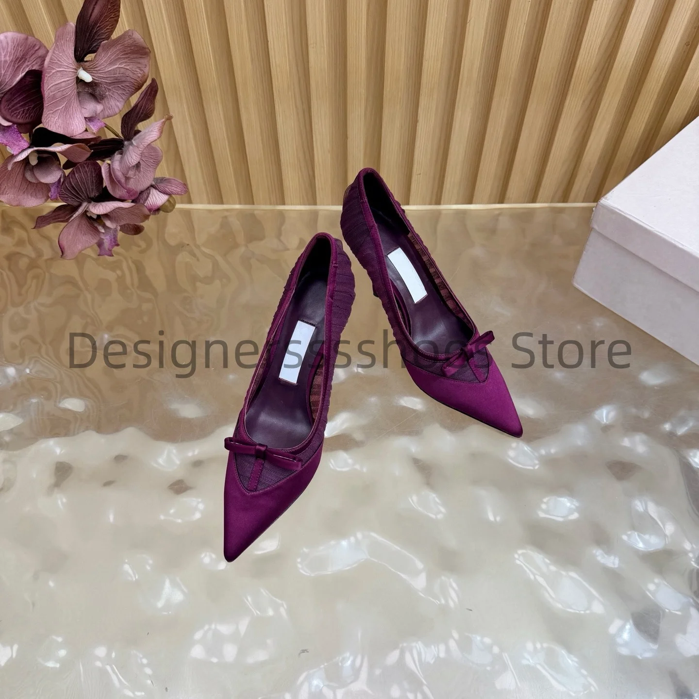 2026 Spring Summer High Heel Sandals Lace Silk Upper Metal Toe Lambskin Lining Italian Leather Outsole 6.5cm Heel Sizes 34-41