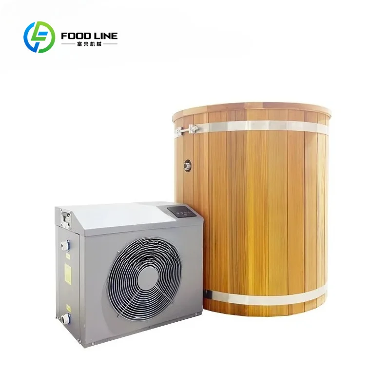 Customized Modern Wooden Ice Bath Pool Bucket with Water Chiller and Filter for Outdoor Gym Use Freestanding Design