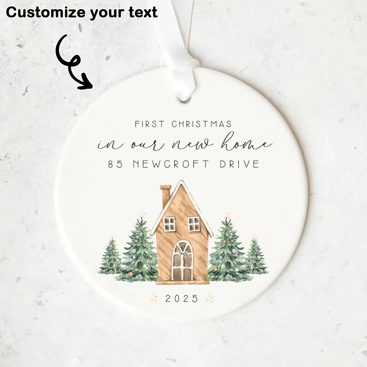 First Home Ornament • Personalised New Home Bauble • Custom Address & Year • First Christmas in New Home Gift Keepsake
