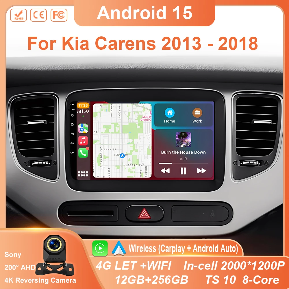 

Android 15 Carplay Auto Car Radio For Kia Carens 2013 - 2018 Multimedia Player Auto Radio GPS Navigation TV Head Unit No 2 Din