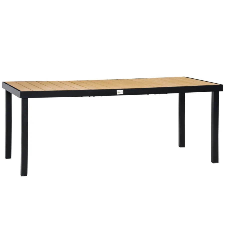 

75 x 35 Outdoor Dining Table for 8 People Rectangular Aluminum Frame Garden Table with AllWeather Faux Wood Top for Garden Law
